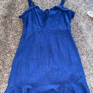Blue dress. Fitted, fun straps, flare at bottom size medium